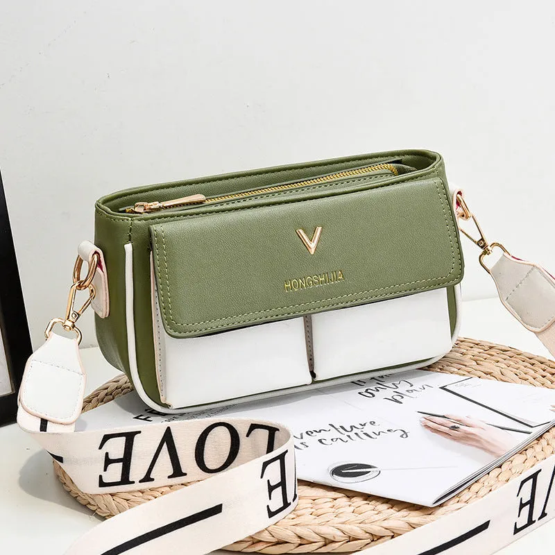 New Fashion Contrast Color Small Square Bag Sweet and Cute Women's Shoulder Crossbody Bag Personalized Design Niche Women's Bag