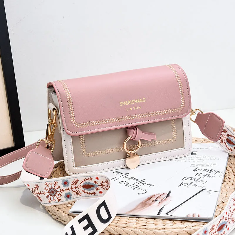 New fashion contrast color trendy women's single shoulder crossbody bag niche design sweet and cute crossbody square bag