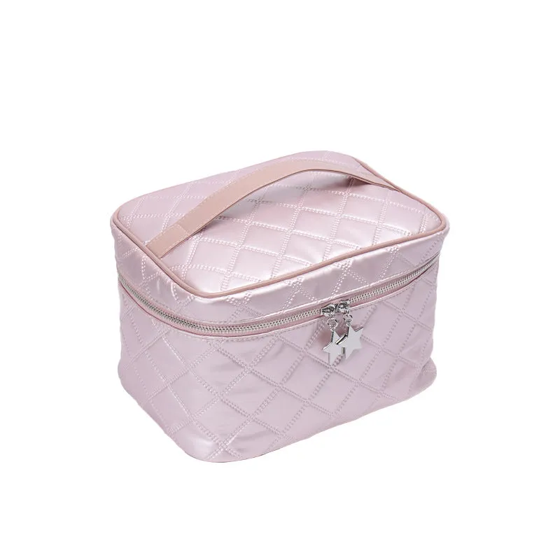 New PU diamond-shaped travel cosmetic bag, large capacity, high-end portable toiletry storage bag, high-looking, waterproof