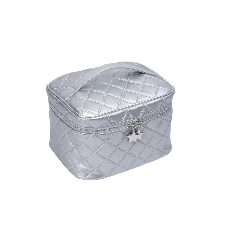 New PU diamond-shaped travel cosmetic bag, large capacity, high-end portable toiletry storage bag, high-looking, waterproof