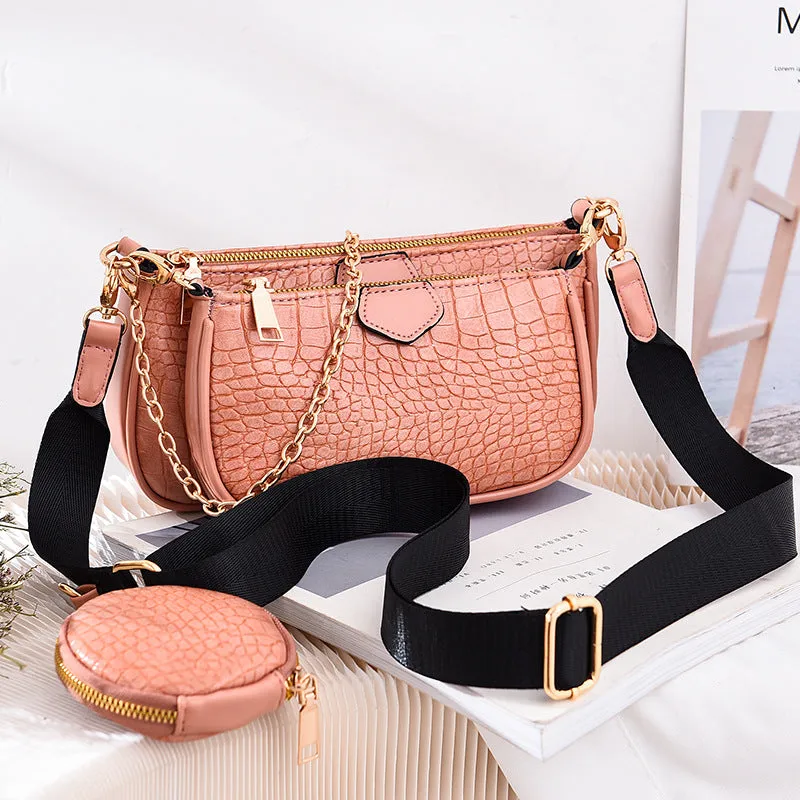 New women's version small fresh fashion triplets women's bag textured shoulder handbag