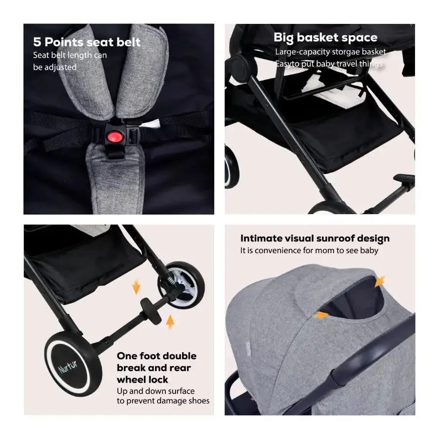 Nurtur Baby Travel Stroller (Black/Grey)