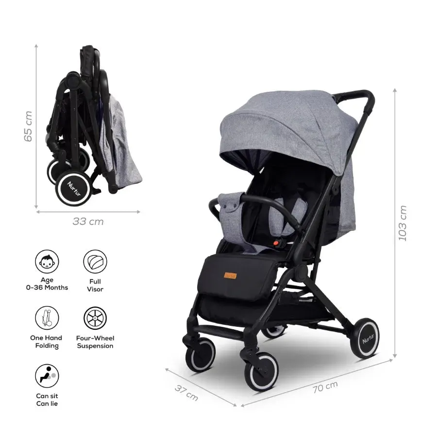 Nurtur Baby Travel Stroller (Black/Grey)