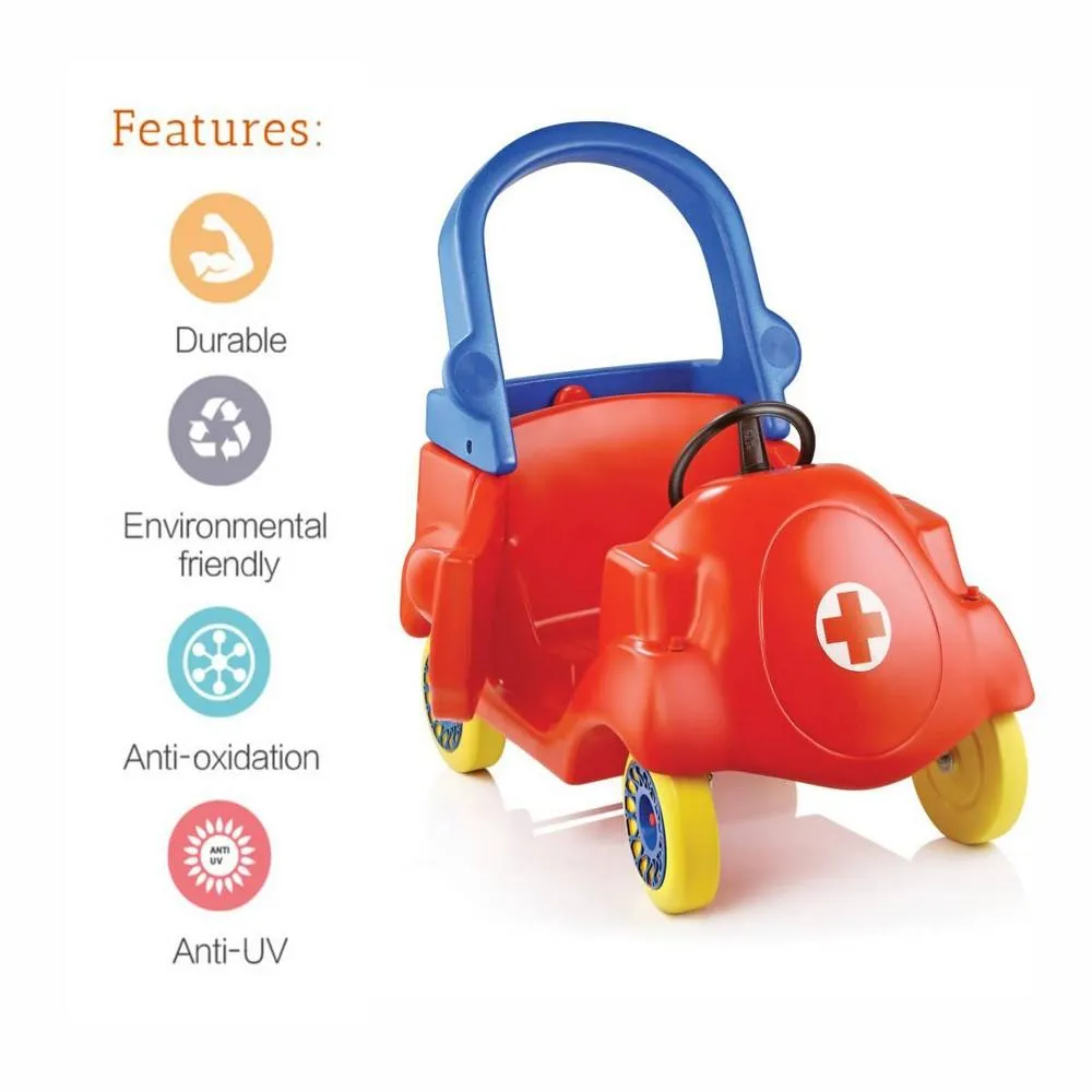 Ok Play Coupe Car, Plastic Material,Toys For Kid, Small Car For Toddlers, Red & Blue, 1 To 2 Years