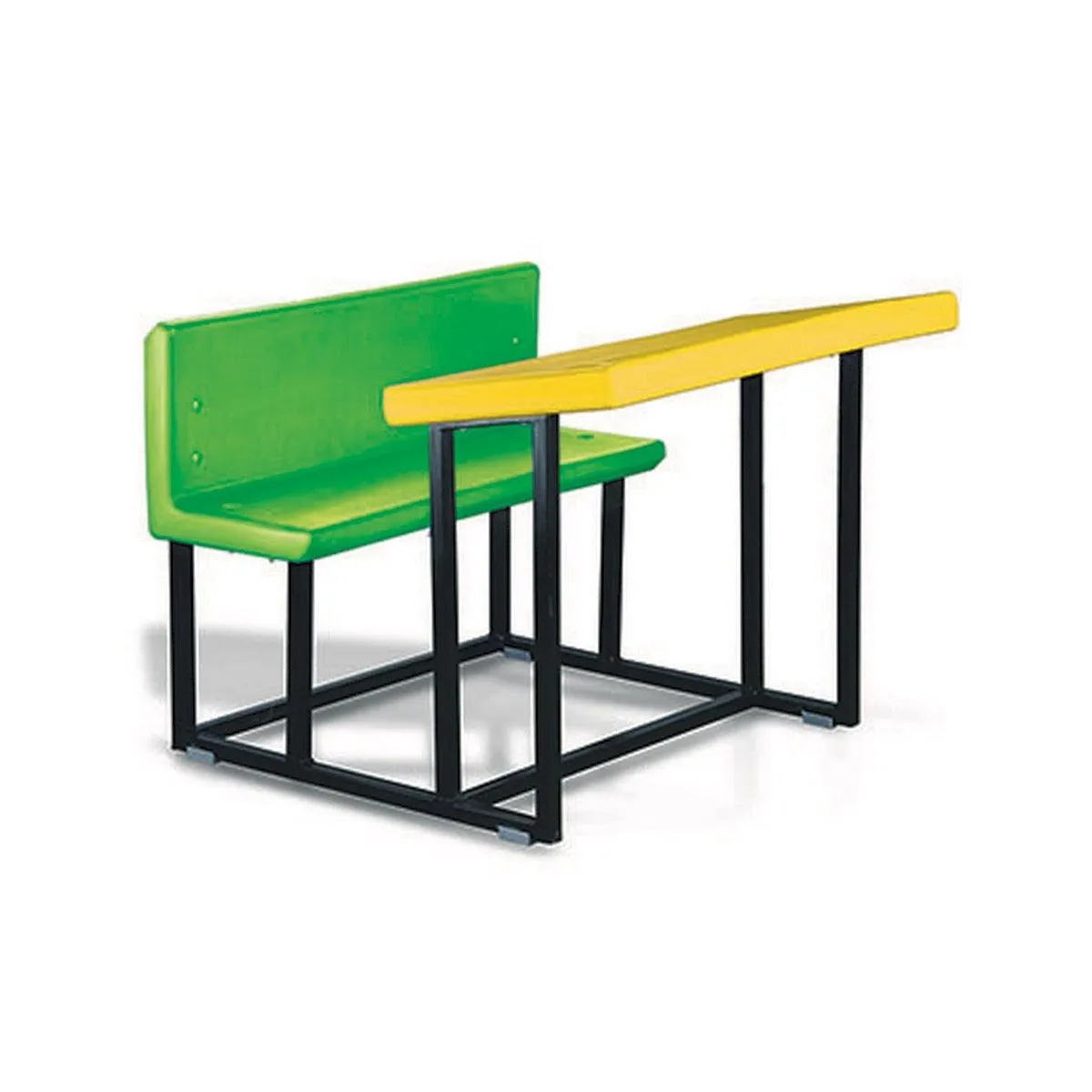 Ok Play Double Team Desk, Attached Chair And Table, Perfect For Home And School, Yellow & Green, 5 to 10 Years