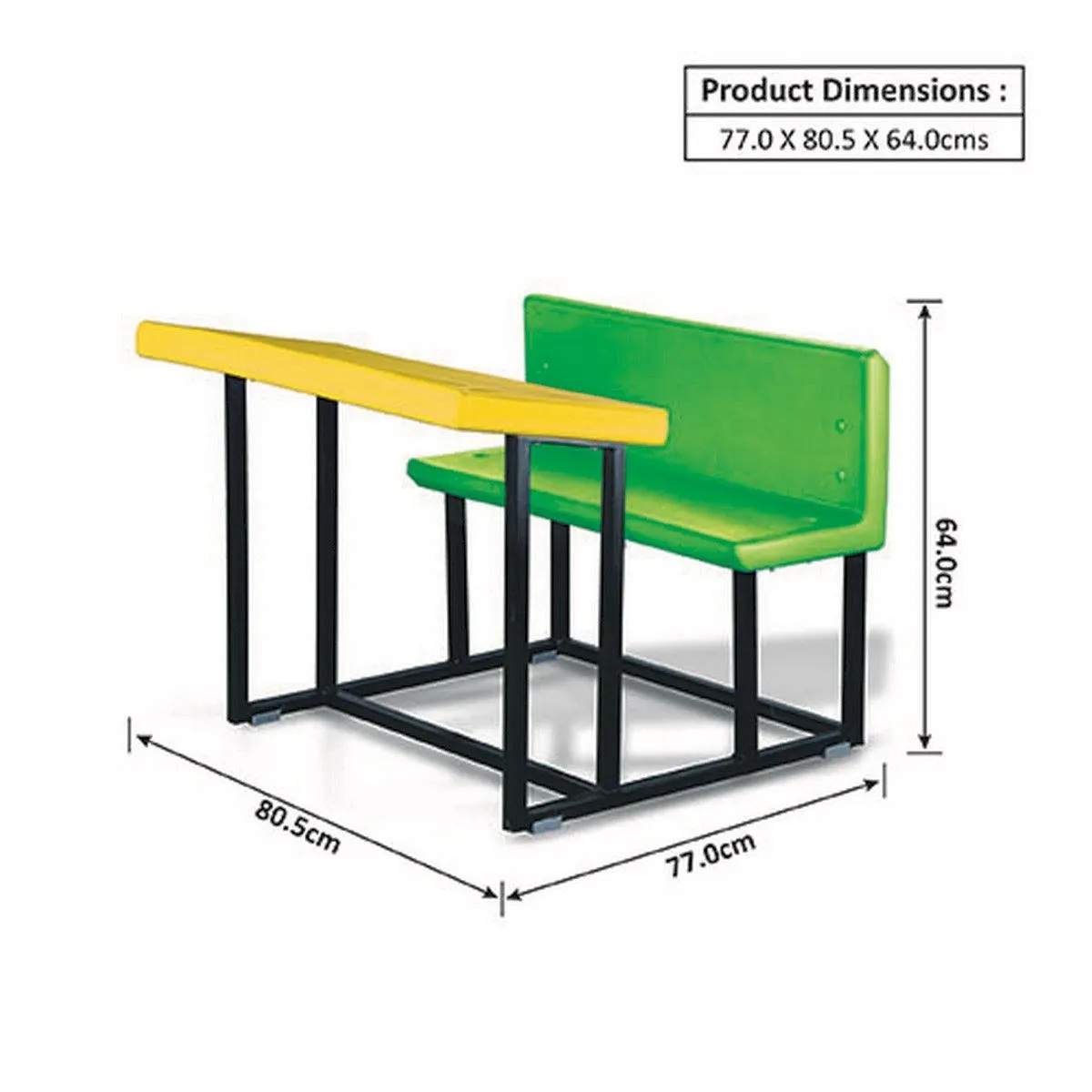 Ok Play Double Team Desk, Attached Chair And Table, Perfect For Home And School, Yellow & Green, 5 to 10 Years