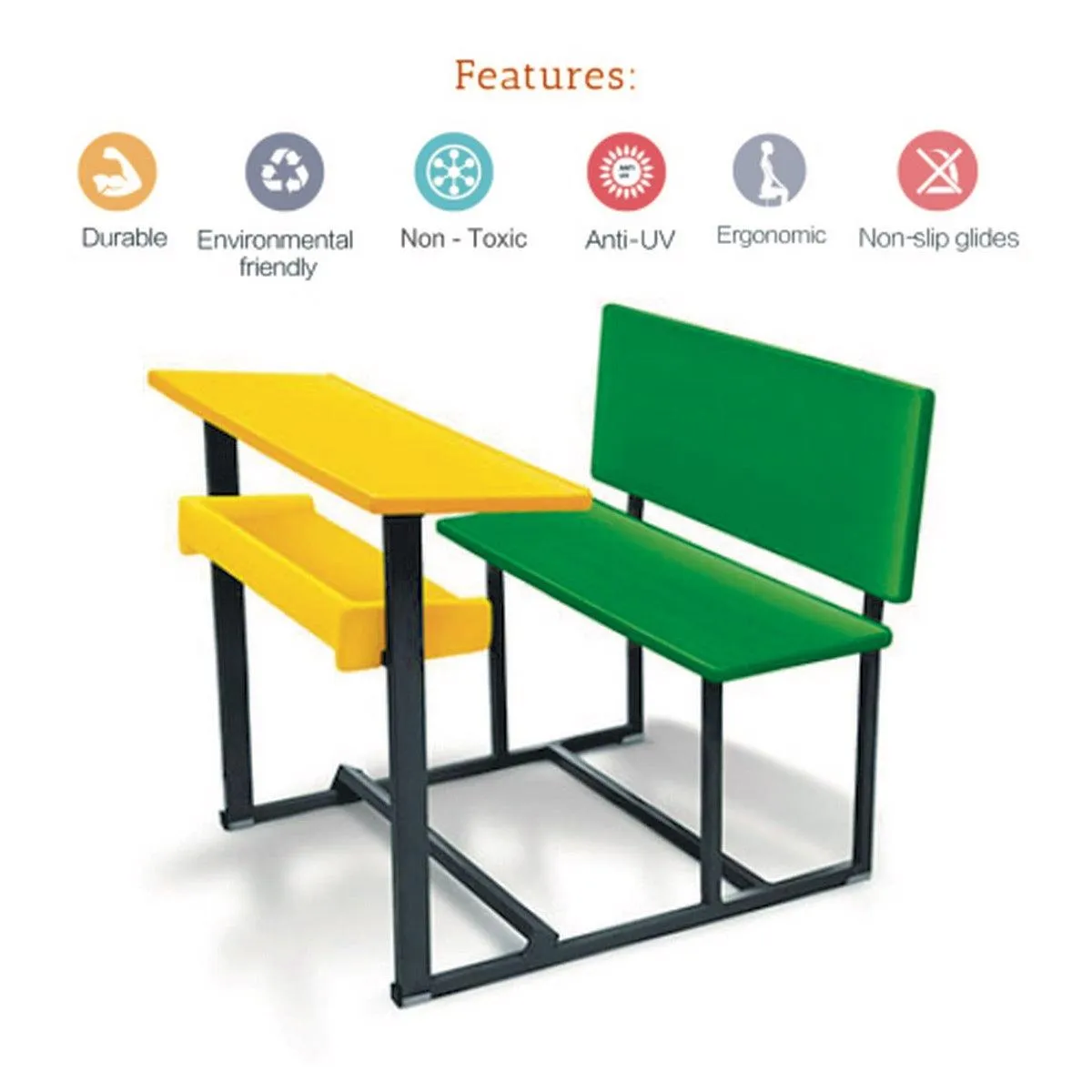 Ok Play Senior Scholars Big, Desk‚ Chair For 2 Childrens, Study Table, Perfect For Home And School, Yellow & Green, 5 to 10 Years