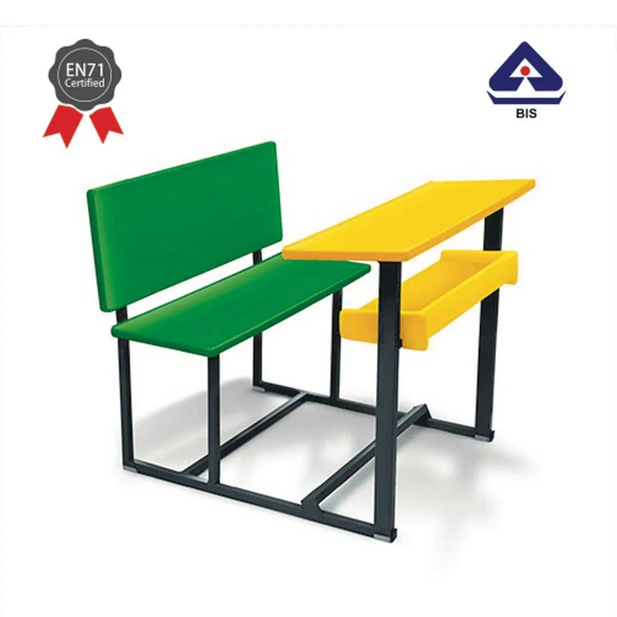 Ok Play Senior Scholars Big, Desk‚ Chair For 2 Childrens, Study Table, Perfect For Home And School, Yellow & Green, 5 to 10 Years