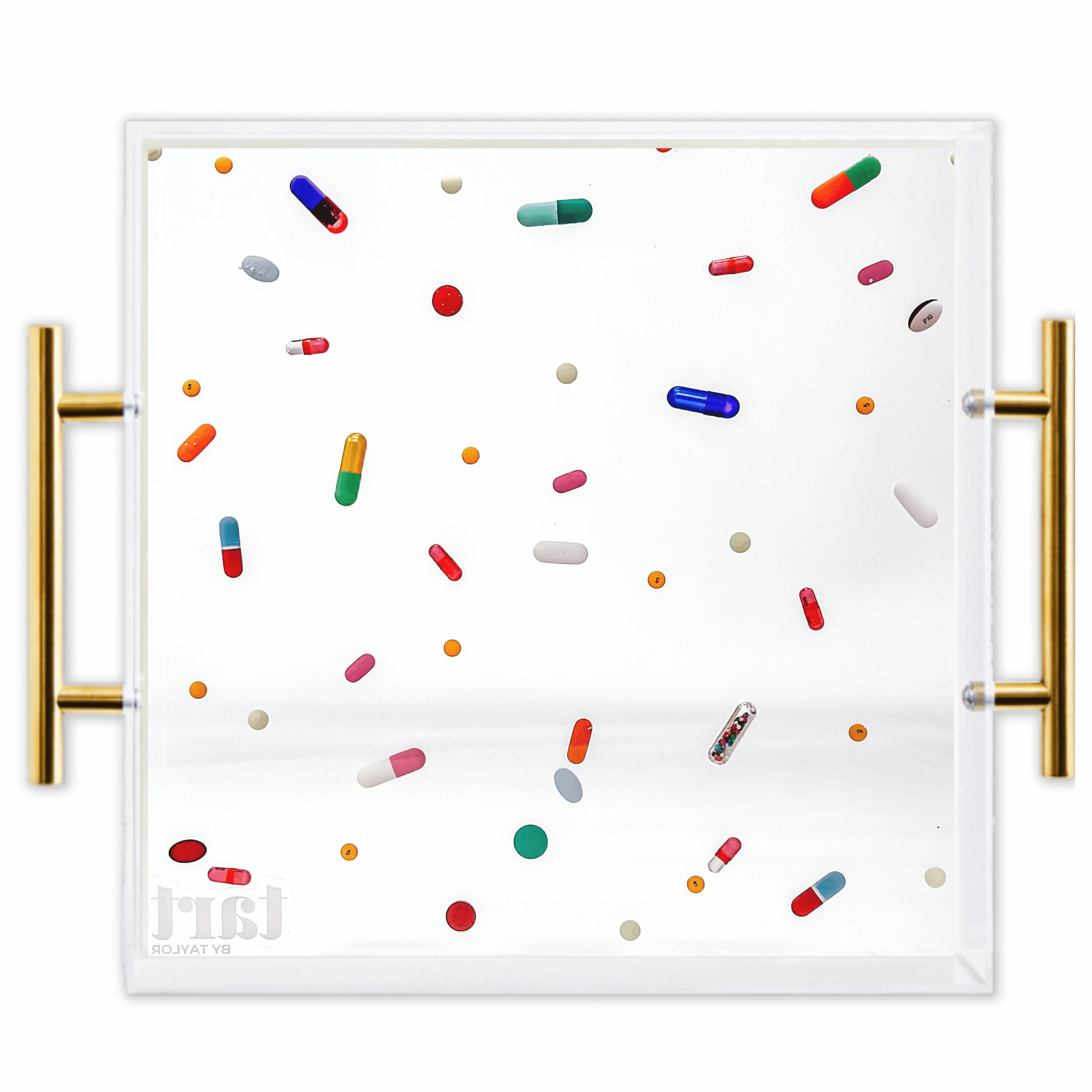 Pill   Gold Acyrlic Tray