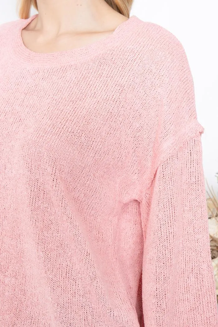 Pink Puff Sleeve Knit