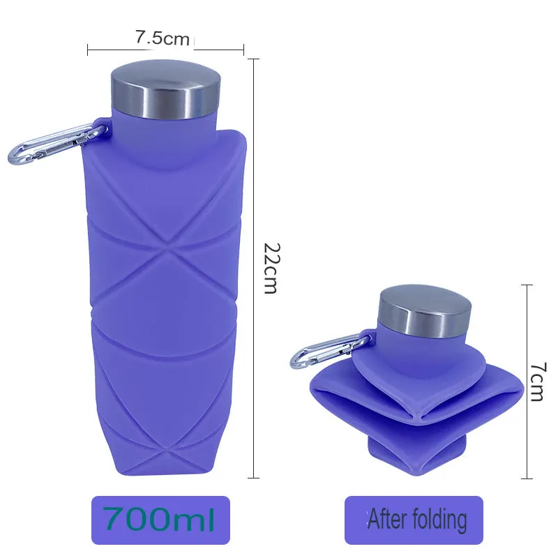 Platinum Silicone Rhombus Folding Cup 700ml Outdoor Sports Water Bottle Pocket Portable Water Bottle