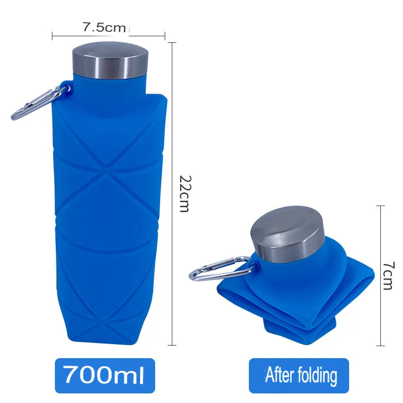 Platinum Silicone Rhombus Folding Cup 700ml Outdoor Sports Water Bottle Pocket Portable Water Bottle