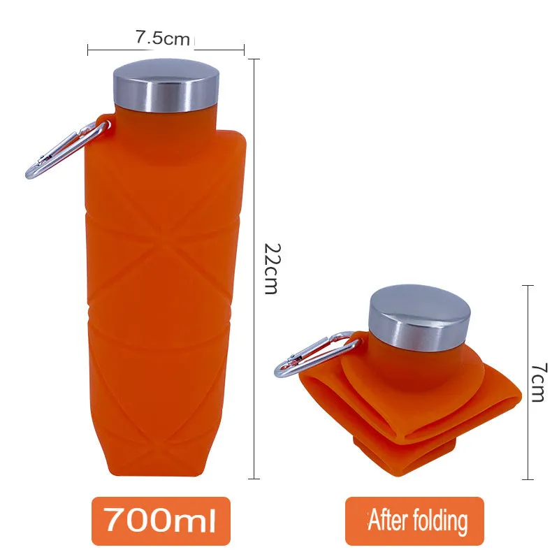 Platinum Silicone Rhombus Folding Cup 700ml Outdoor Sports Water Bottle Pocket Portable Water Bottle