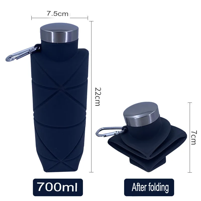 Platinum Silicone Rhombus Folding Cup 700ml Outdoor Sports Water Bottle Pocket Portable Water Bottle