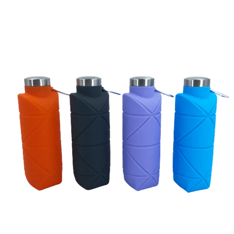 Platinum Silicone Rhombus Folding Cup 700ml Outdoor Sports Water Bottle Pocket Portable Water Bottle