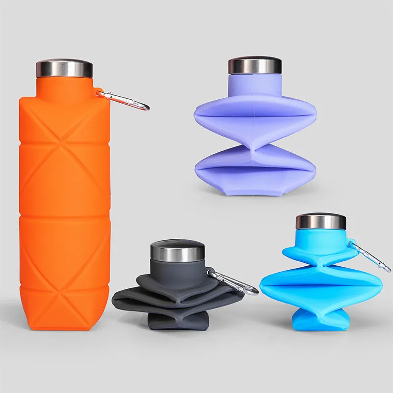 Platinum Silicone Rhombus Folding Cup 700ml Outdoor Sports Water Bottle Pocket Portable Water Bottle