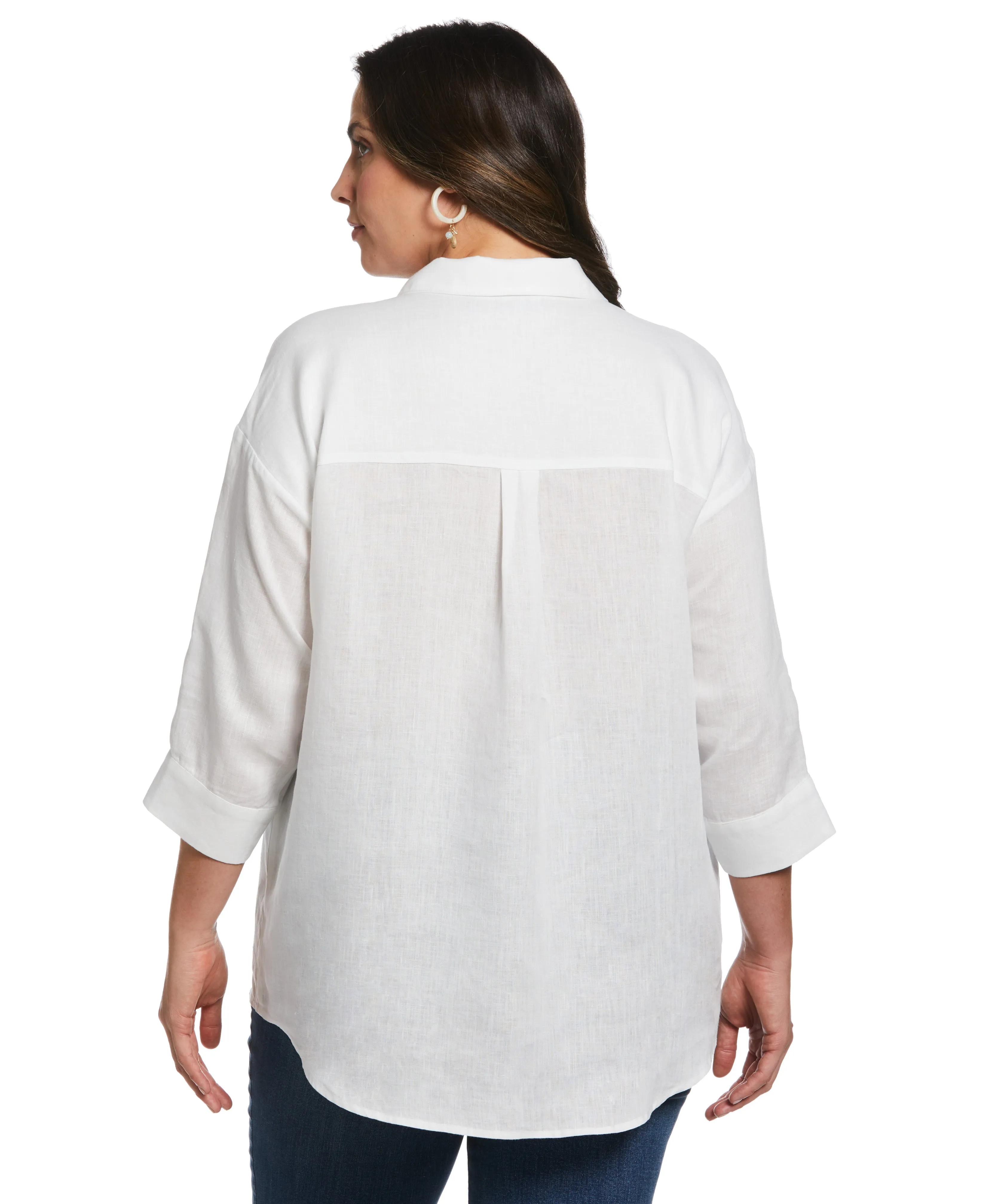 Plus Size Popover Linen Shirt