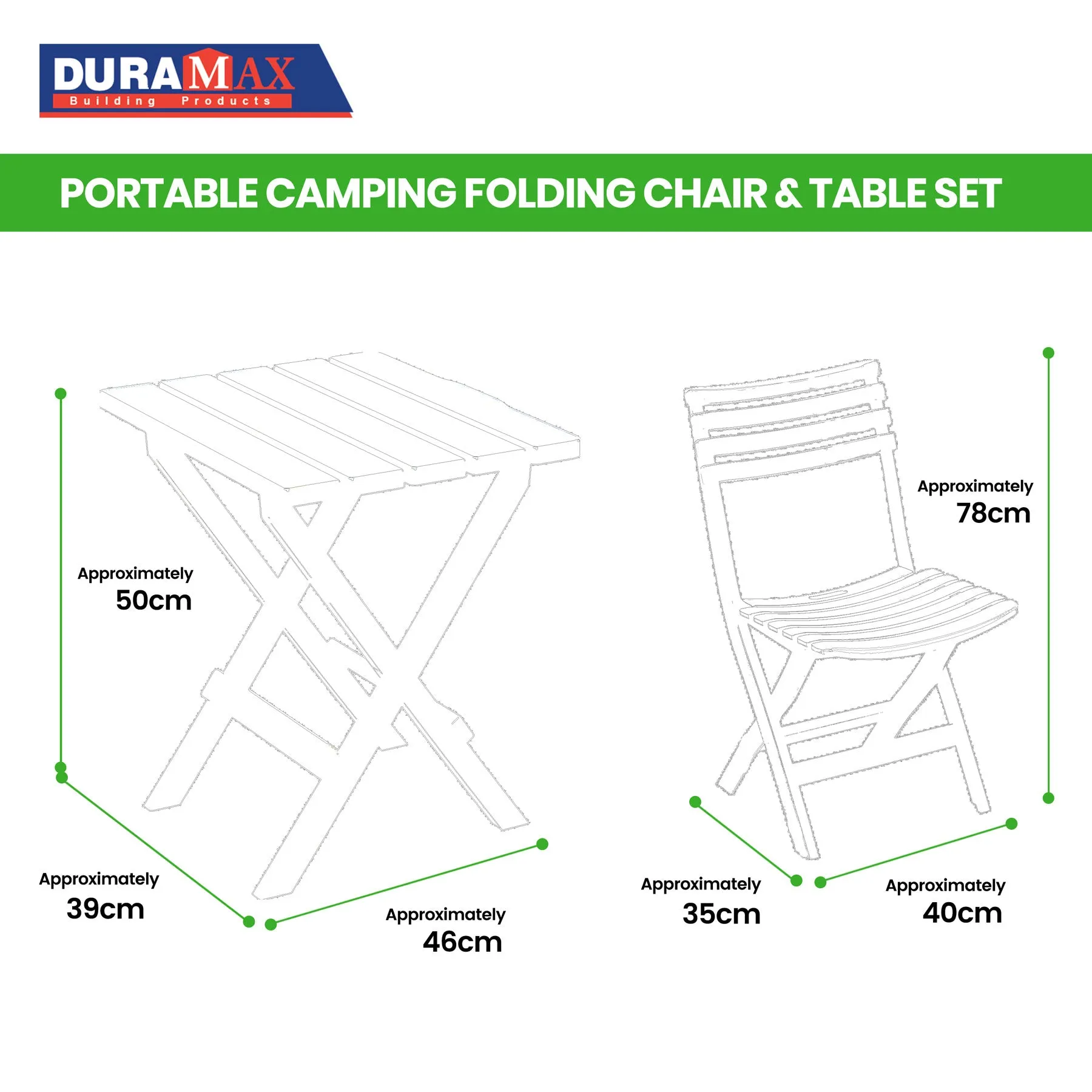 Portable Folding Chair & Table Set (Brown/White/Grey)