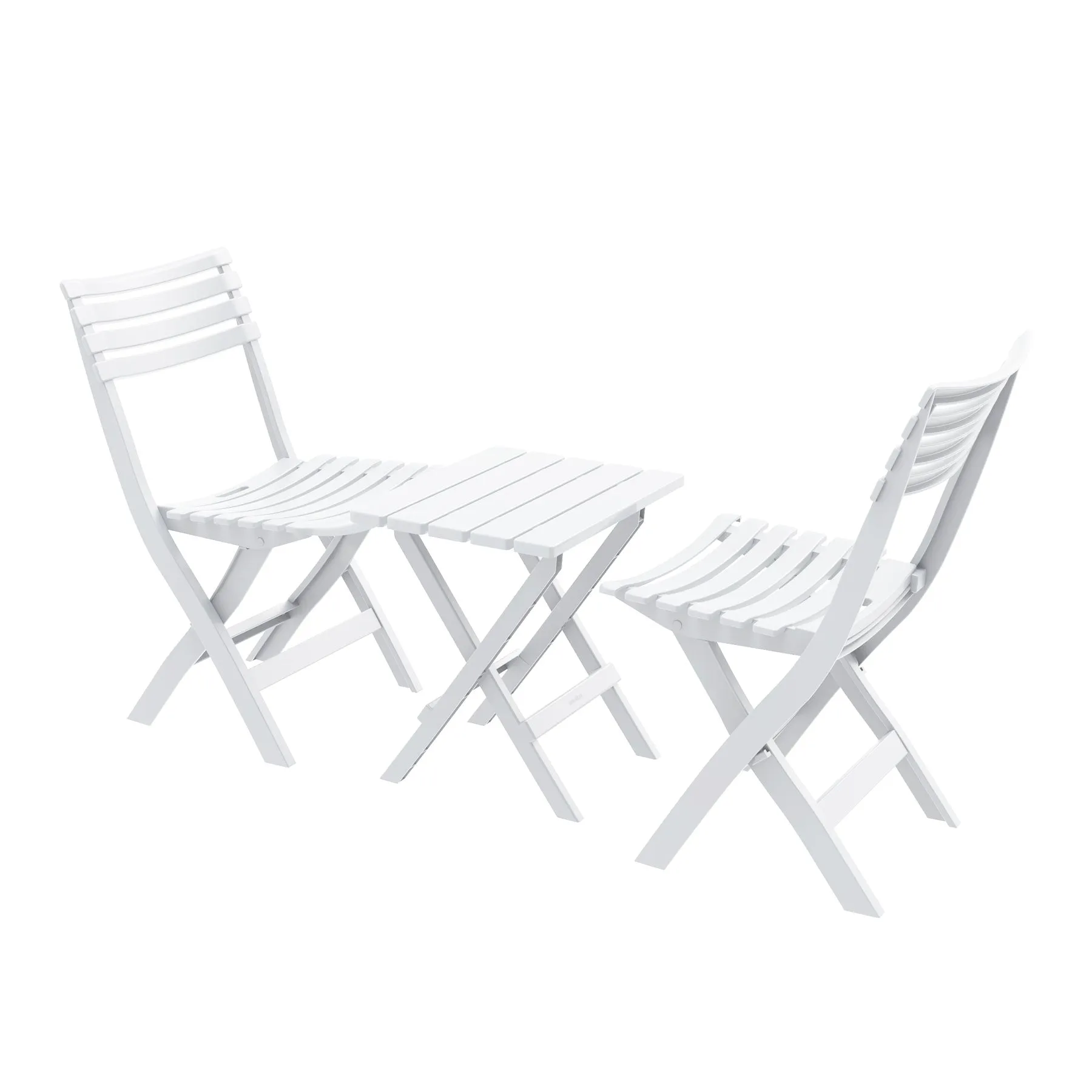 Portable Folding Chair & Table Set (Brown/White/Grey)