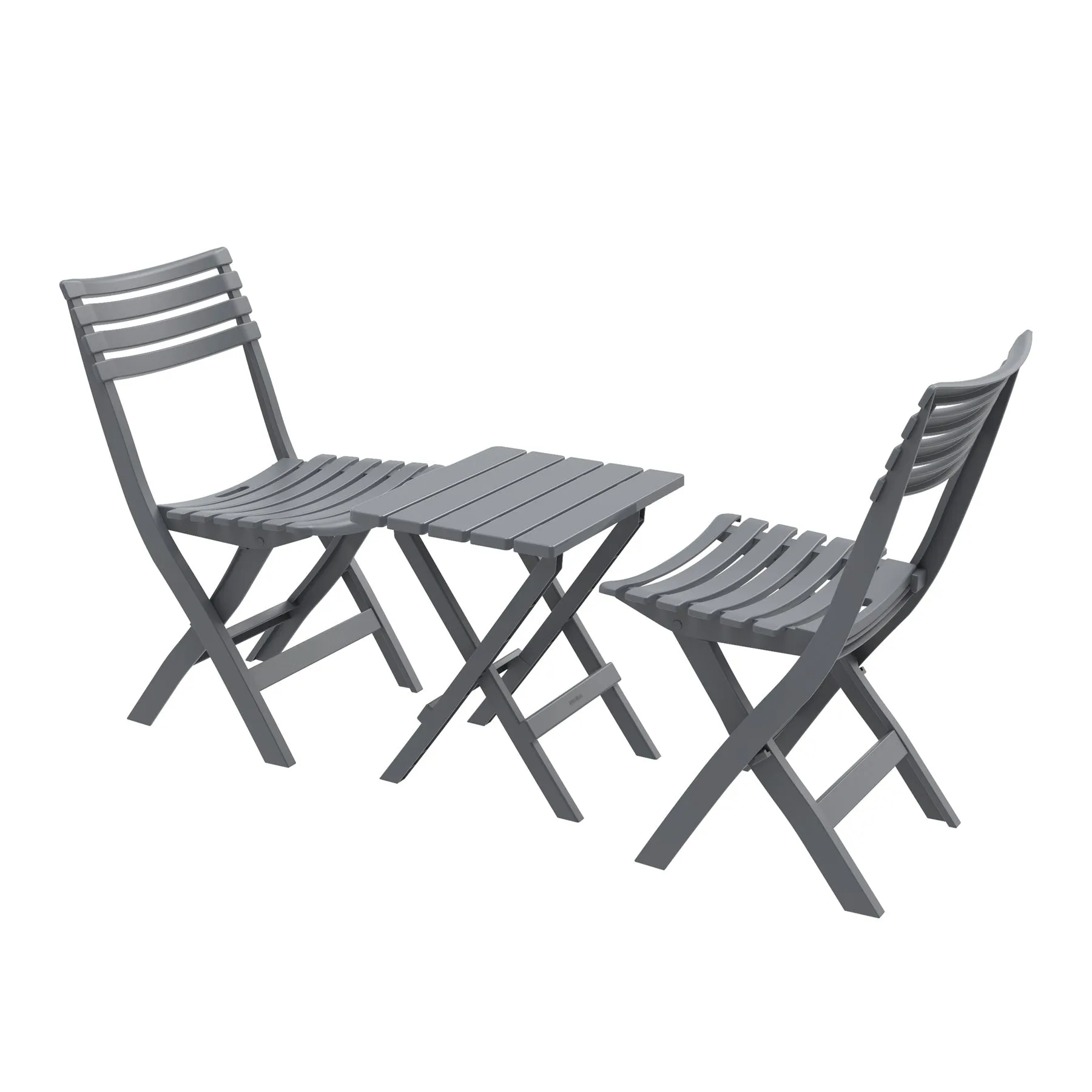 Portable Folding Chair & Table Set (Brown/White/Grey)