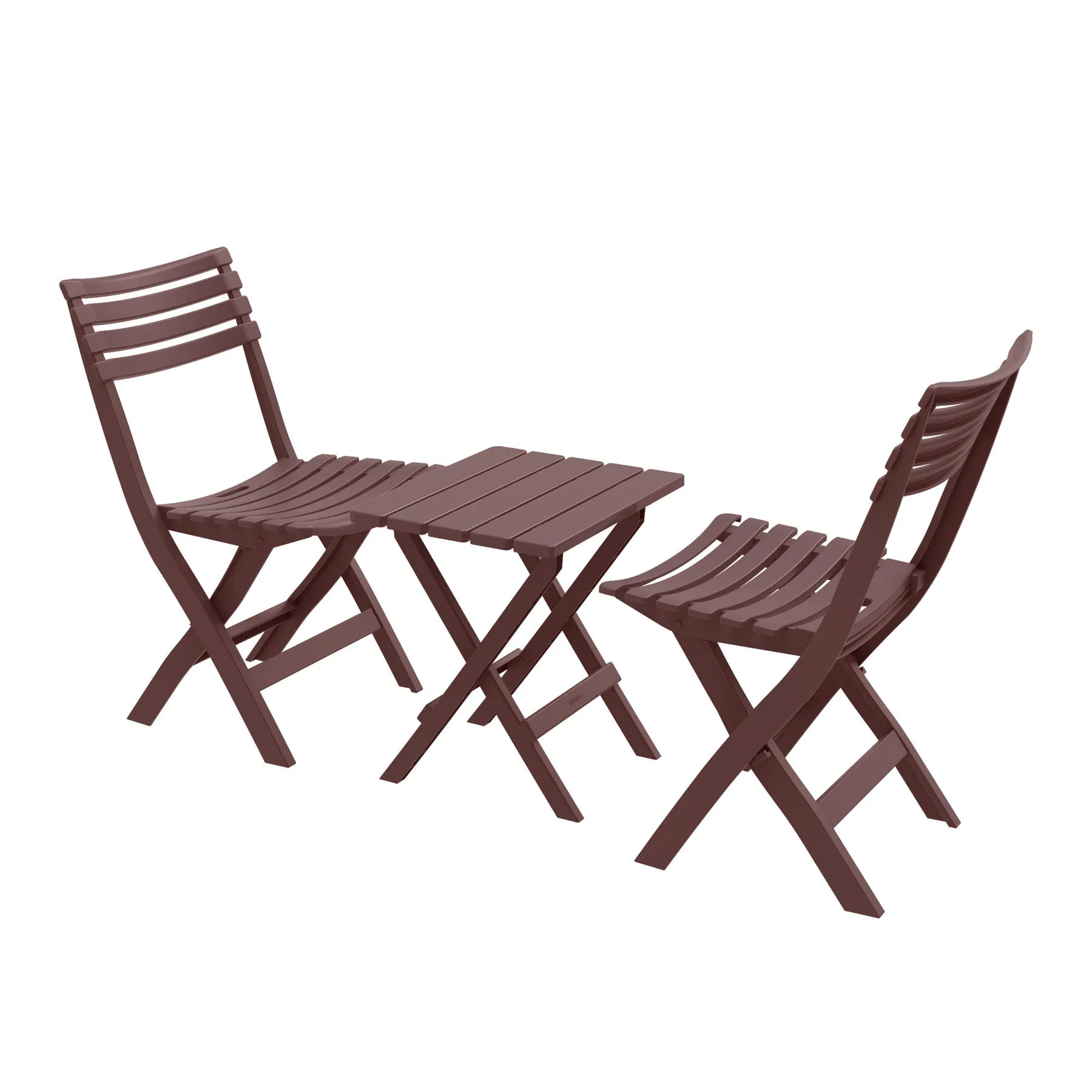 Portable Folding Chair & Table Set (Brown/White/Grey)