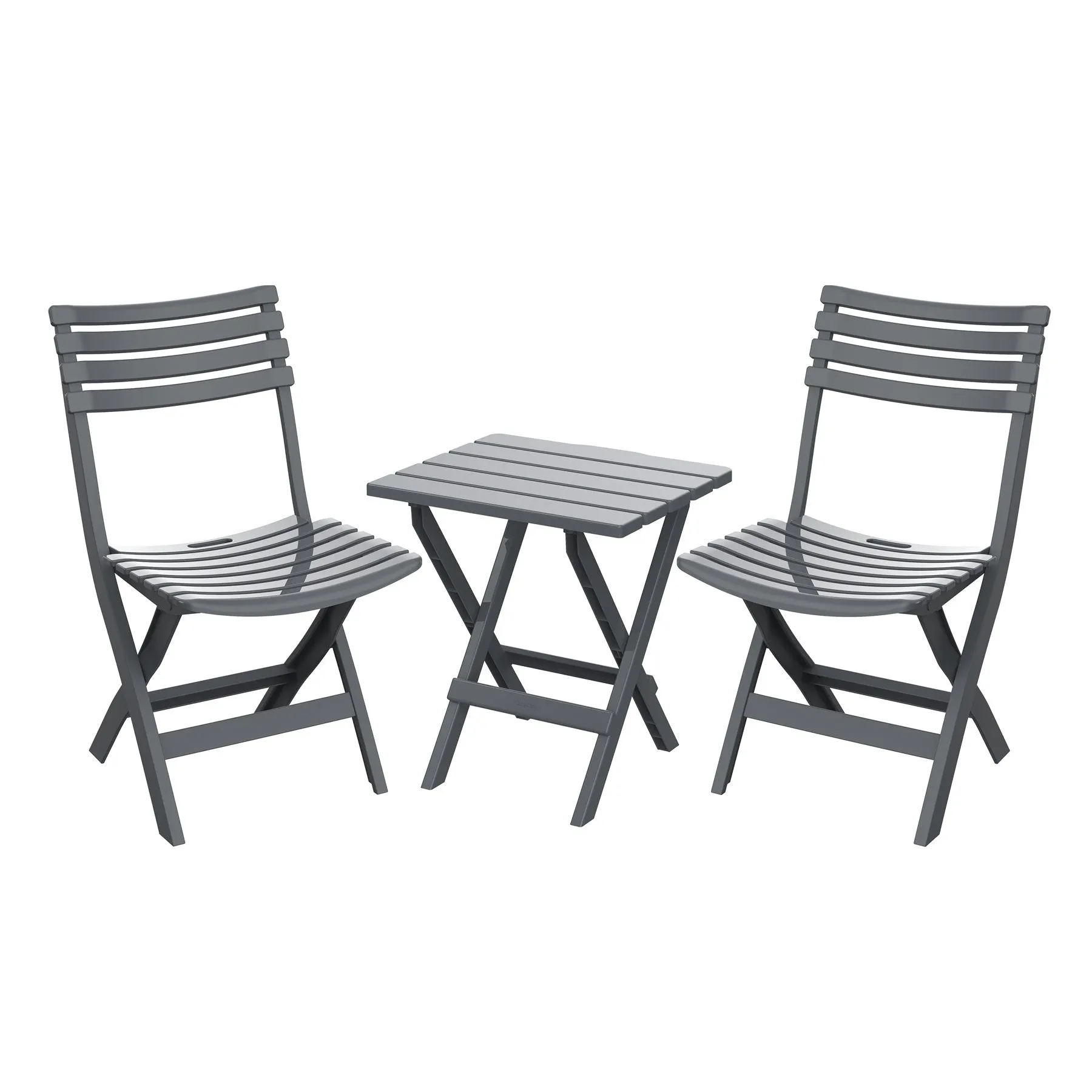 Portable Folding Chair & Table Set (Brown/White/Grey)