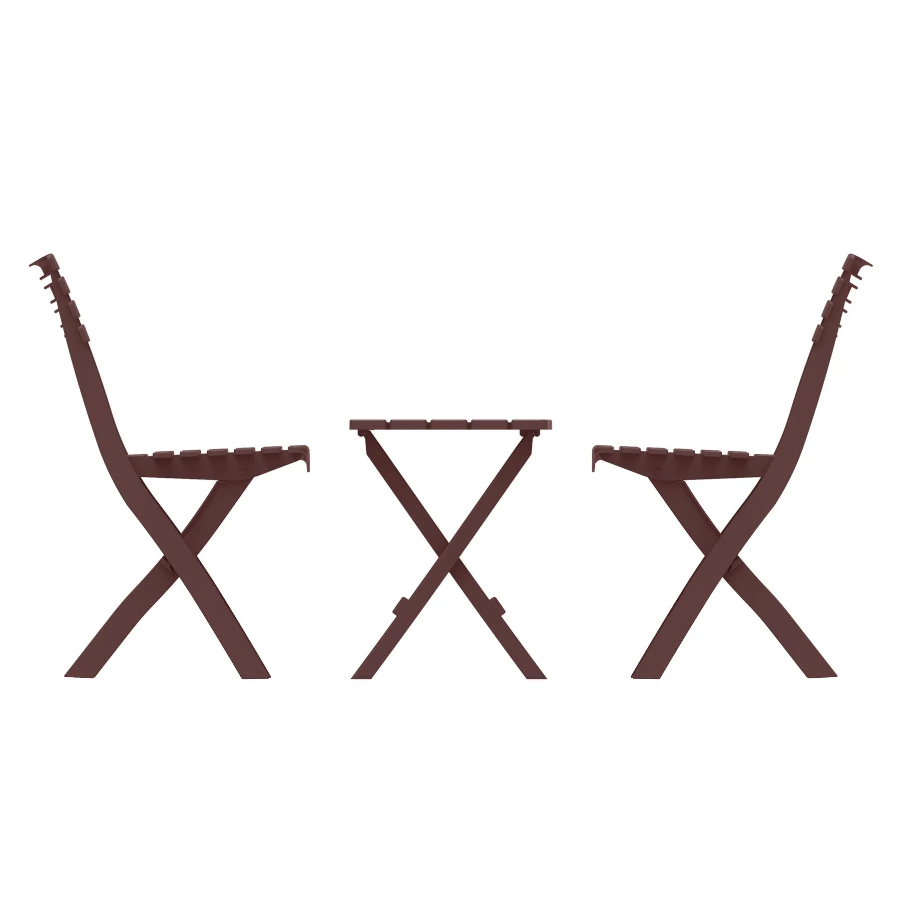 Portable Folding Chair & Table Set (Brown/White/Grey)