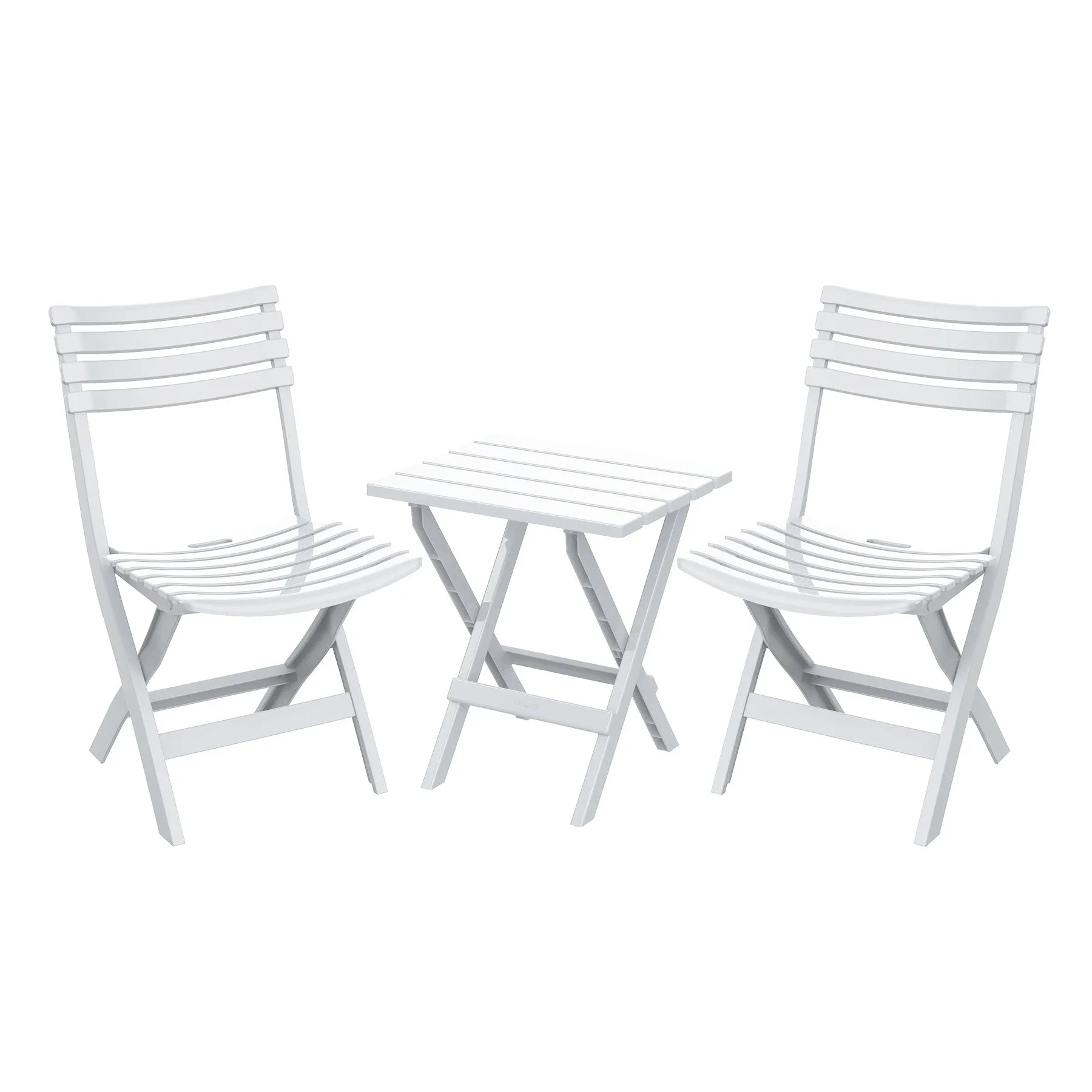 Portable Folding Chair & Table Set (Brown/White/Grey)