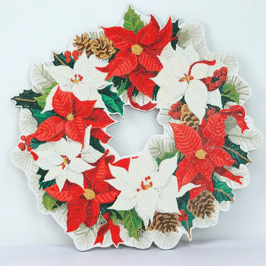 "Poinsettia" Crystal Art Wreath Kit