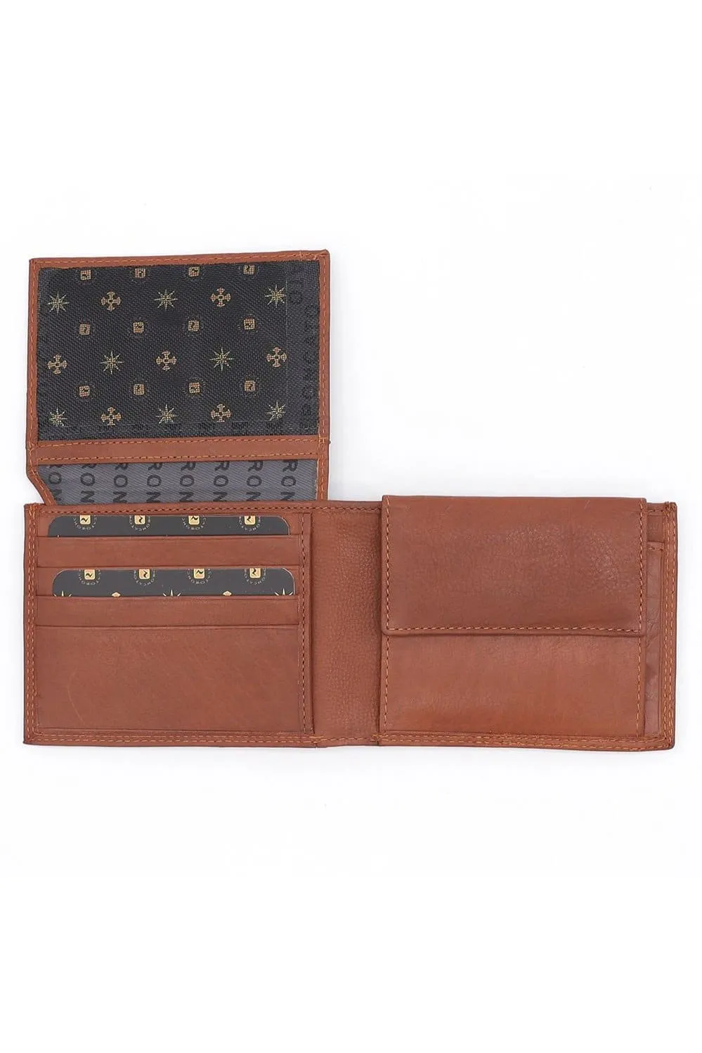 R Roncato Men's Leather Wallet Nappa Style, Equipped With Coin Purse, Spaces for Credit Cards, Id Card and Banknotes