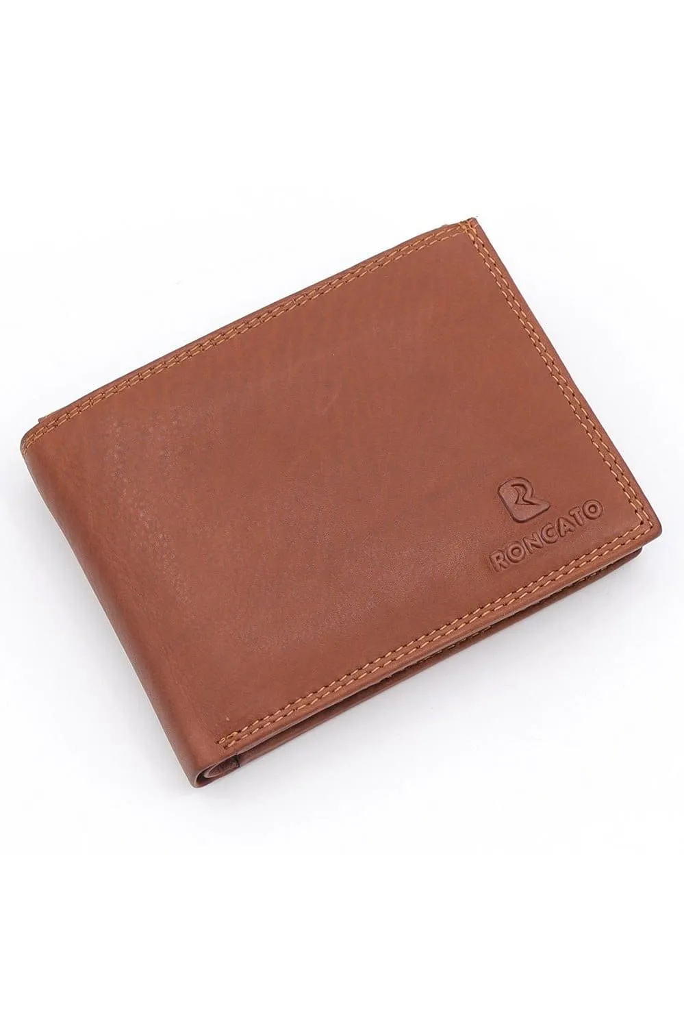 R Roncato Men's Leather Wallet Nappa Style, Equipped With Coin Purse, Spaces for Credit Cards, Id Card and Banknotes