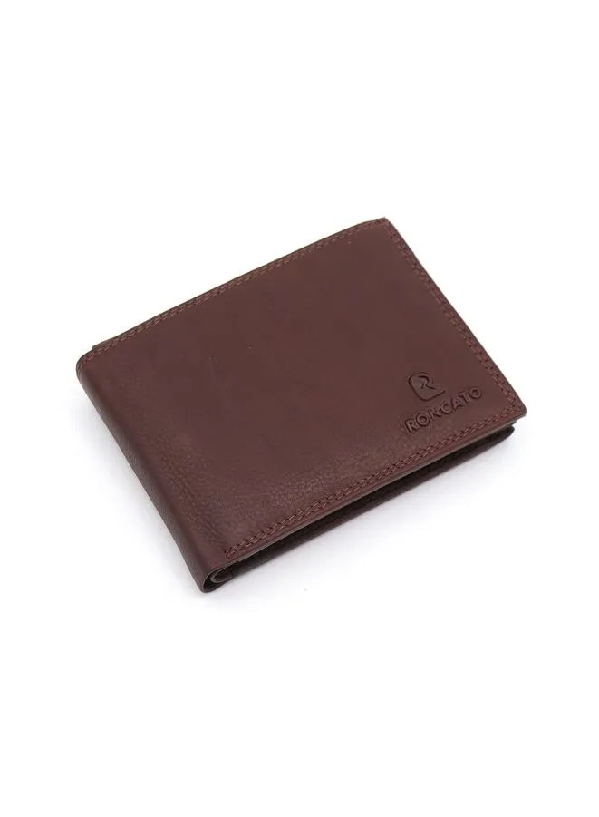 R Roncato Men's Leather Wallet Nappa Style, Equipped With Coin Purse, Spaces for Credit Cards, Id Card and Banknotes