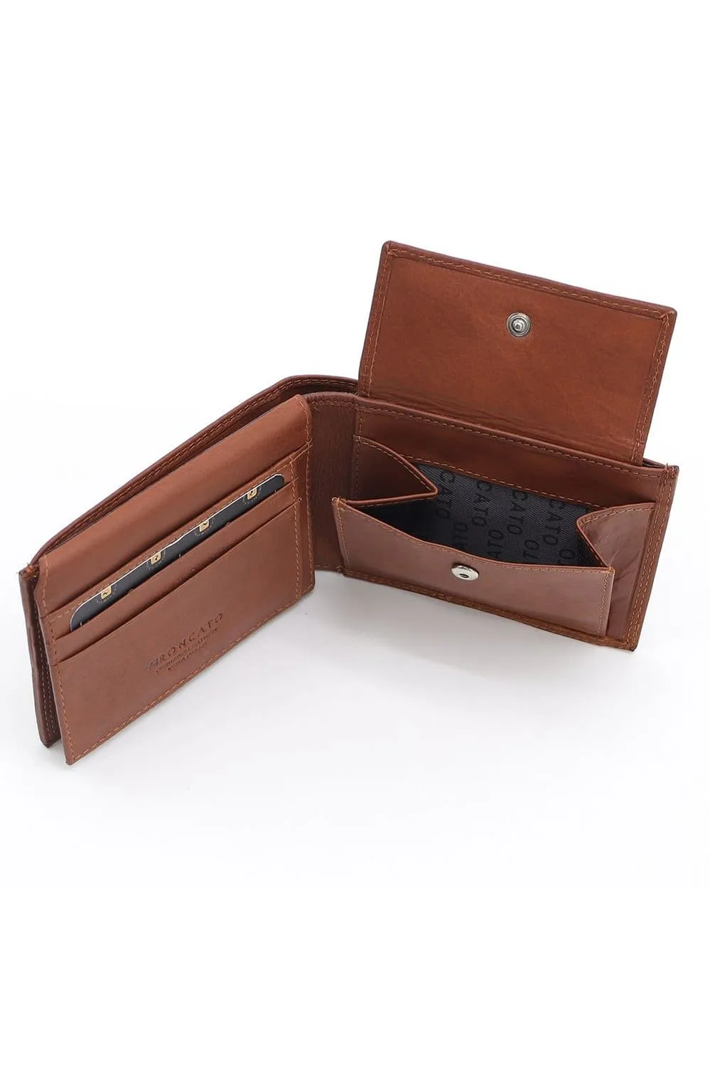 R Roncato Men's Leather Wallet Nappa Style, Equipped With Coin Purse, Spaces for Credit Cards, Id Card and Banknotes