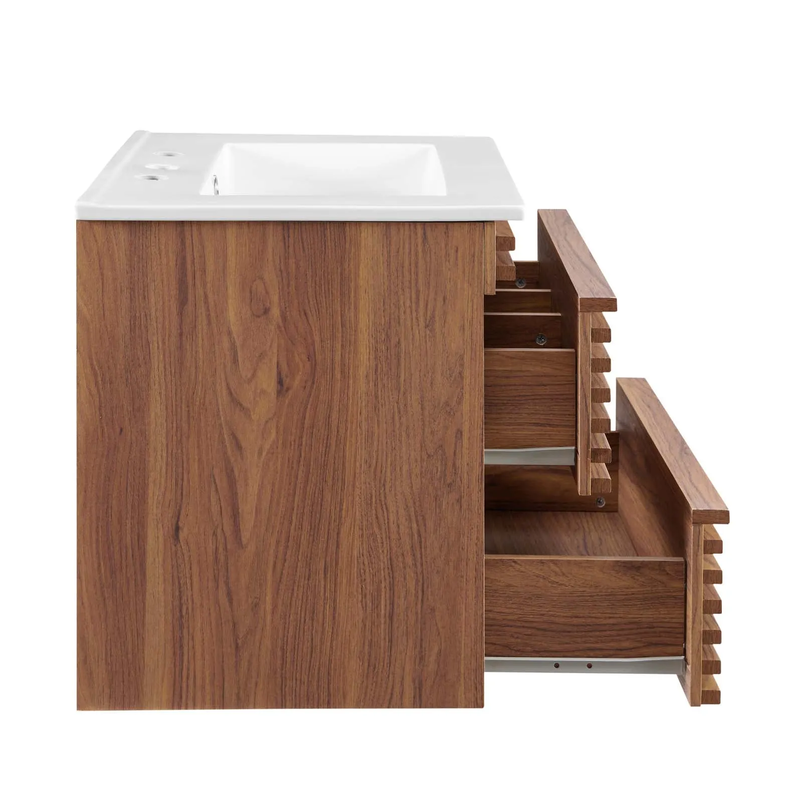 Render 24" Wall-Mount Bathroom Vanity Walnut White