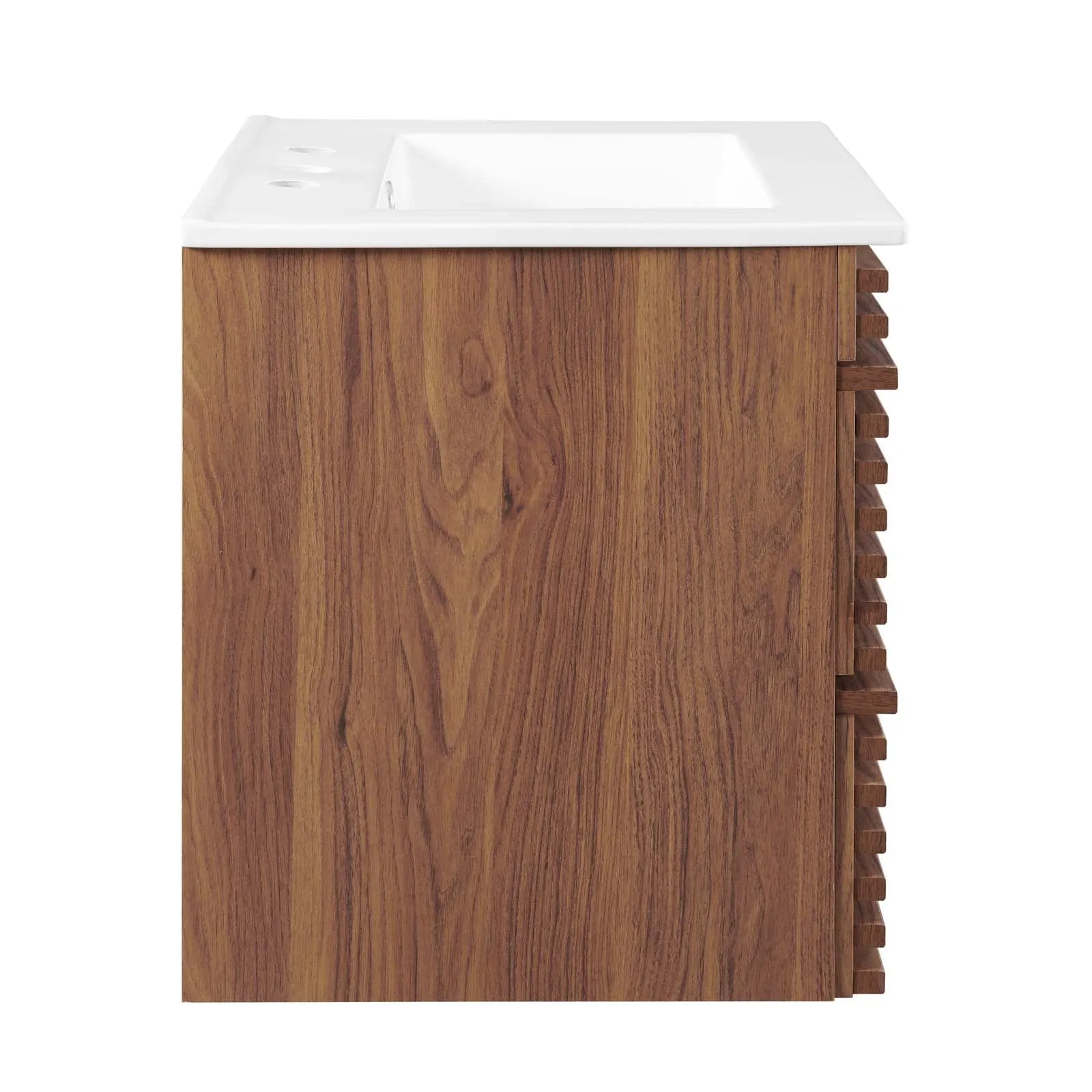 Render 24" Wall-Mount Bathroom Vanity Walnut White