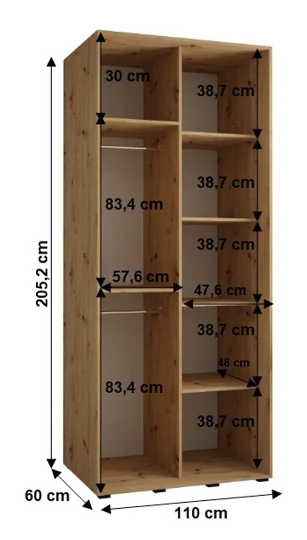 Sapporo I Sliding Door Wardrobe 110cm