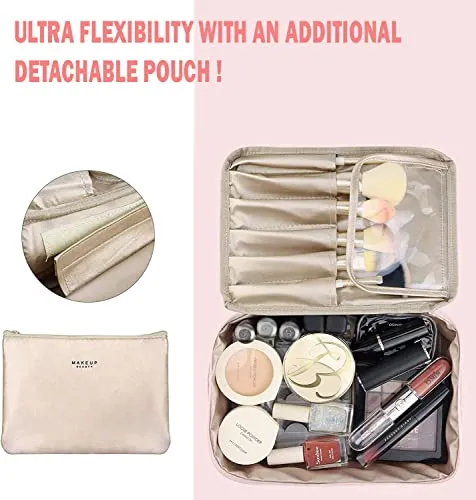 Seagull flight of fashion Cosmetic Organizer Bag with Pouch, Makeup Pouch for Home and Travel, Makeup Organiser for Brushes, Toiletries, Cosmetics for Women - 24 x 17 x 7 cm - Rose Gold