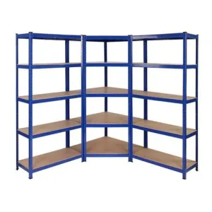 Select Your Size - 3 Bay Corner MEGA DEAL Garage Shelving Units / Racking 5 Levels