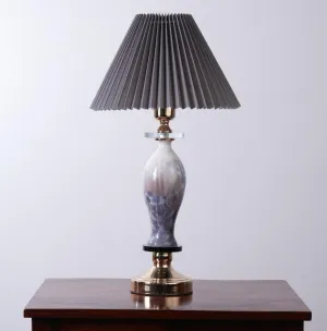 Shade Lamp with Glass Base and Gray Plated Shade| Elegant Vase Shaped with Shade