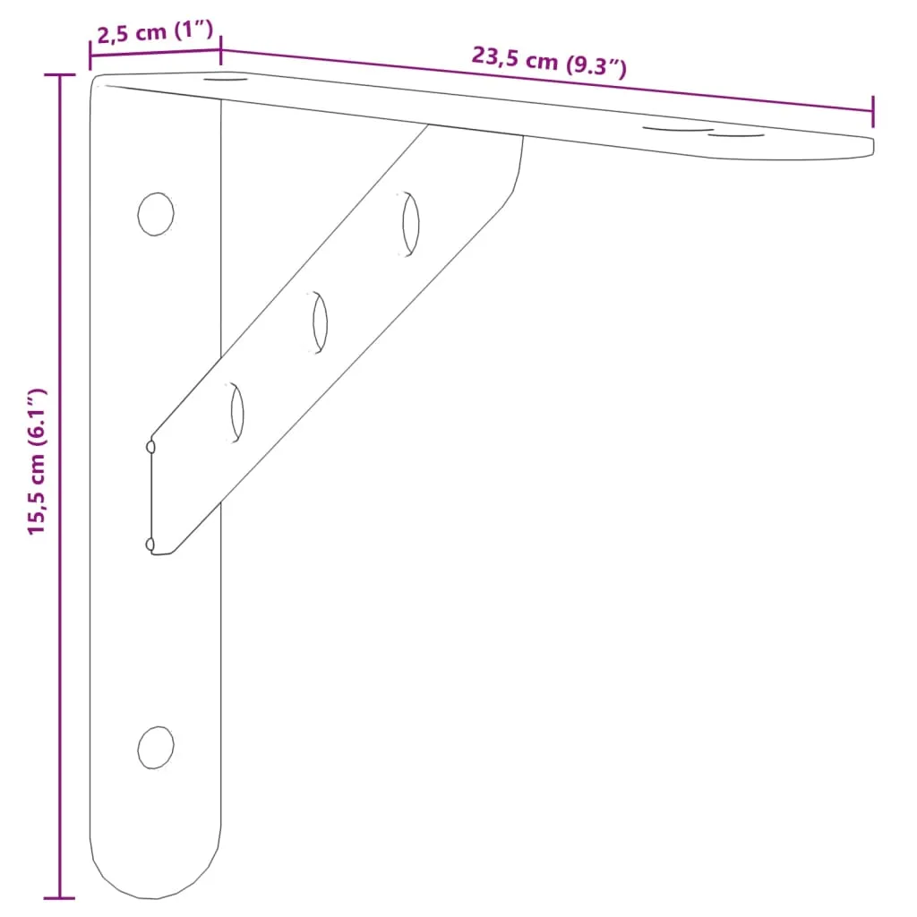 Shelf Brackets 4 pcs 23.5x2.5x15.5 cm Silver Stainless Steel