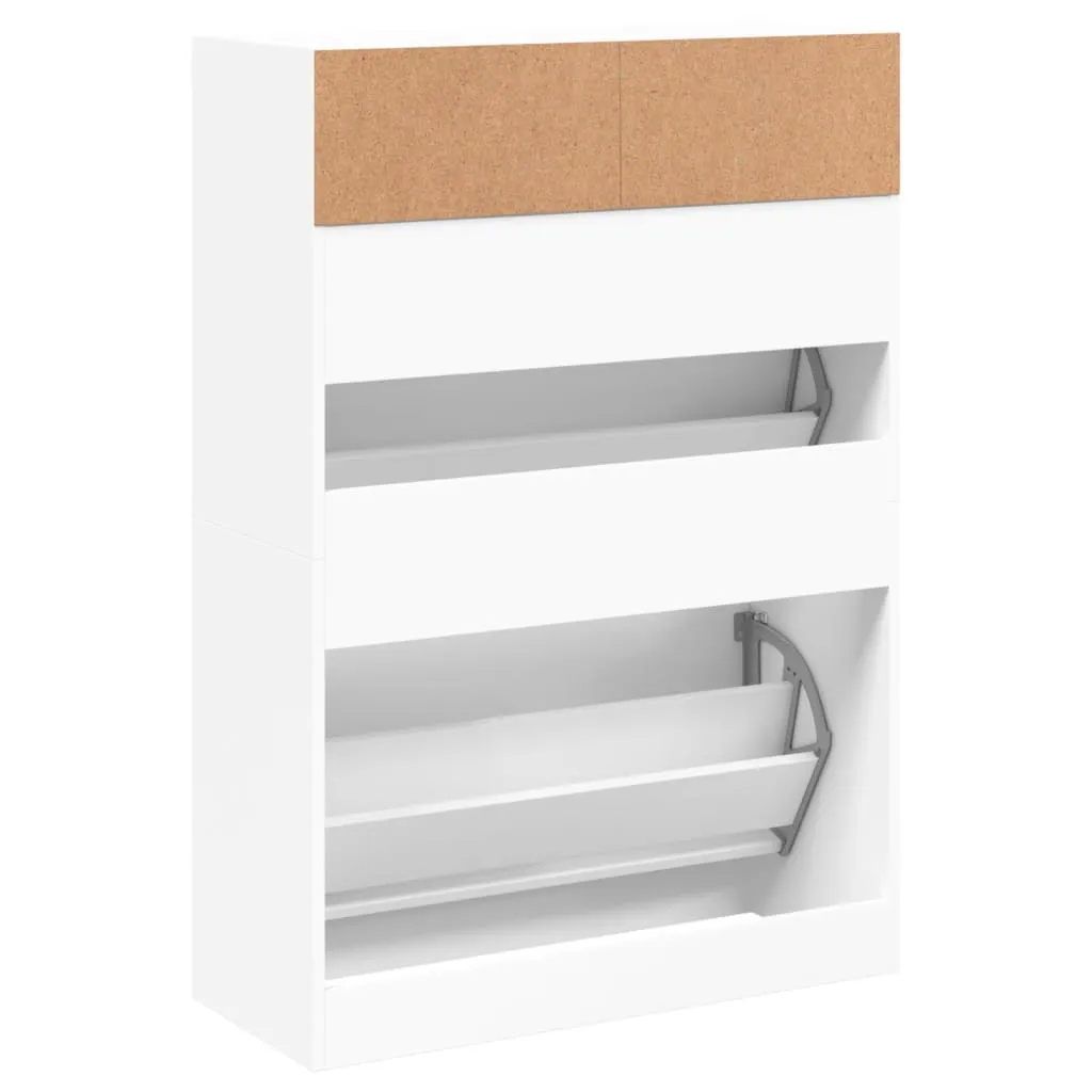 Shoe Cabinet with 2 Flip-Drawers White 80x34x116 cm