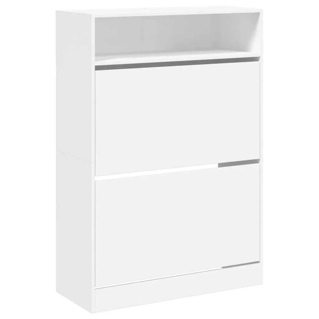 Shoe Cabinet with 2 Flip-Drawers White 80x34x116 cm