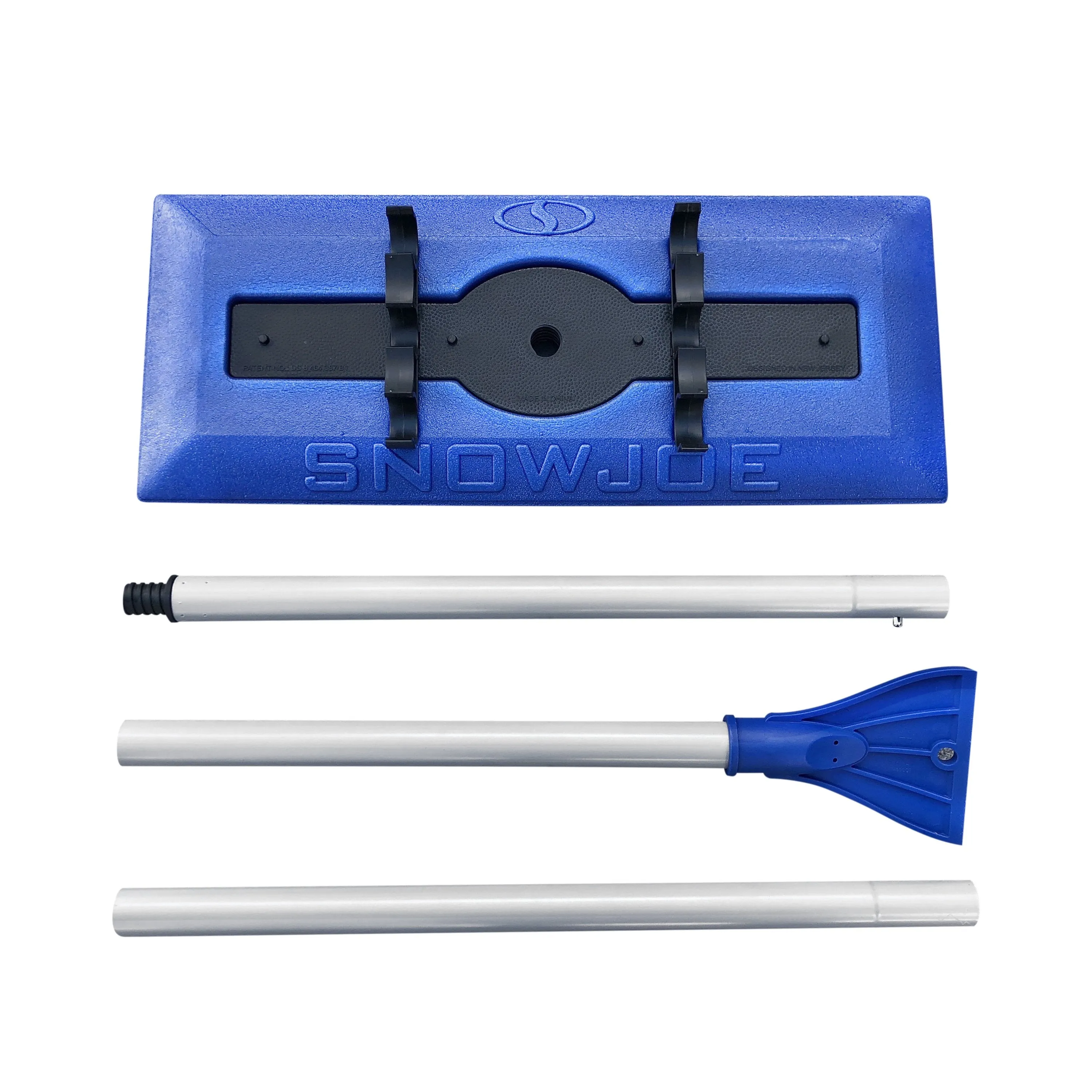 Snow Joe SJBLZD Original 2-in-1 Snow Broom with 18-Inch 3rd Party Tested Scratch Free Foam Head   Large Ice Scraper, Blue