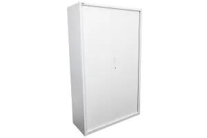 Sonic Tambour Sliding Door Storage Cabinet Metal White - 1981H x 900W