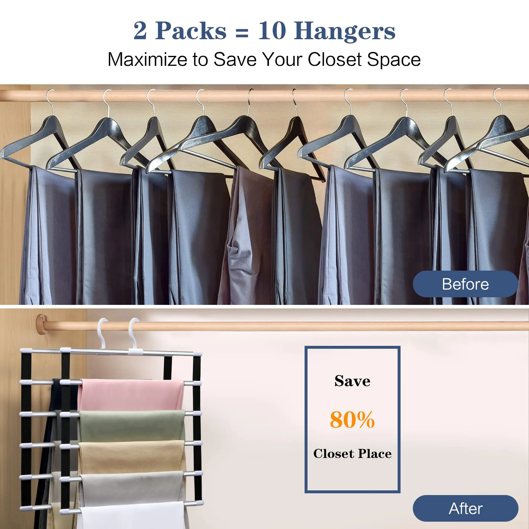 Space Saving Closet Pants Hangers