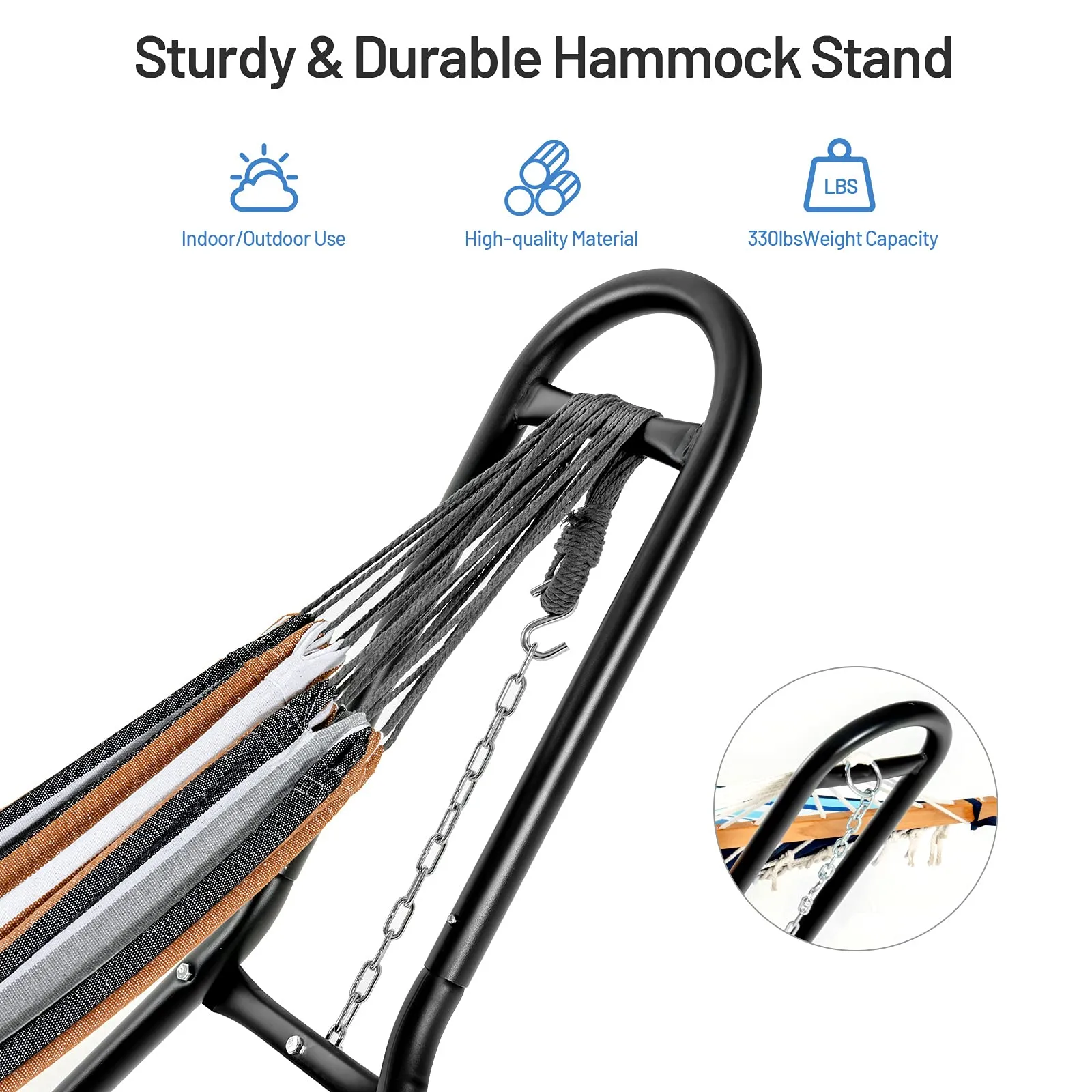 Steel Hammock Stand, Hanging 9-13 Ft Hammock, 2 Person Indoor Outdoor Hammock Stand Only