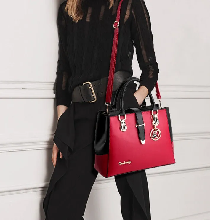 Style Stylish Sweet Fashion Women's Bag Stitching Contrast Color High-Texture Shoulder Handbag