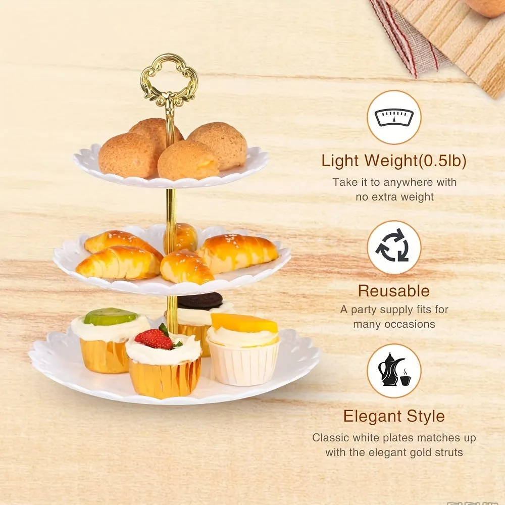 Stylish Plastic MultiLayer Wave Edge Display Tray For Desserts