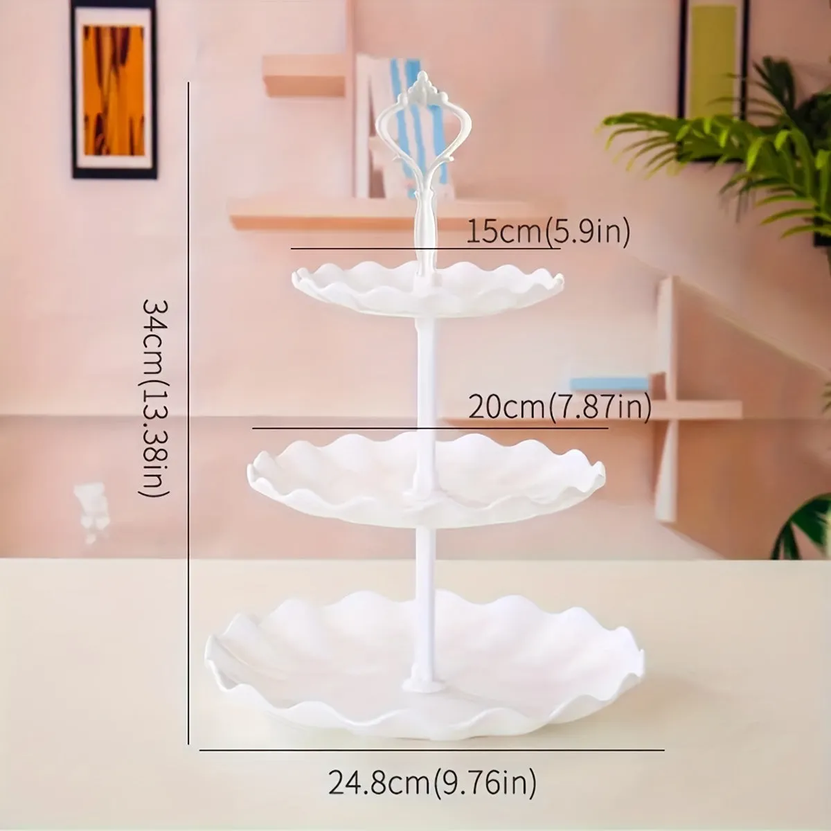 Stylish Plastic MultiLayer Wave Edge Display Tray For Desserts