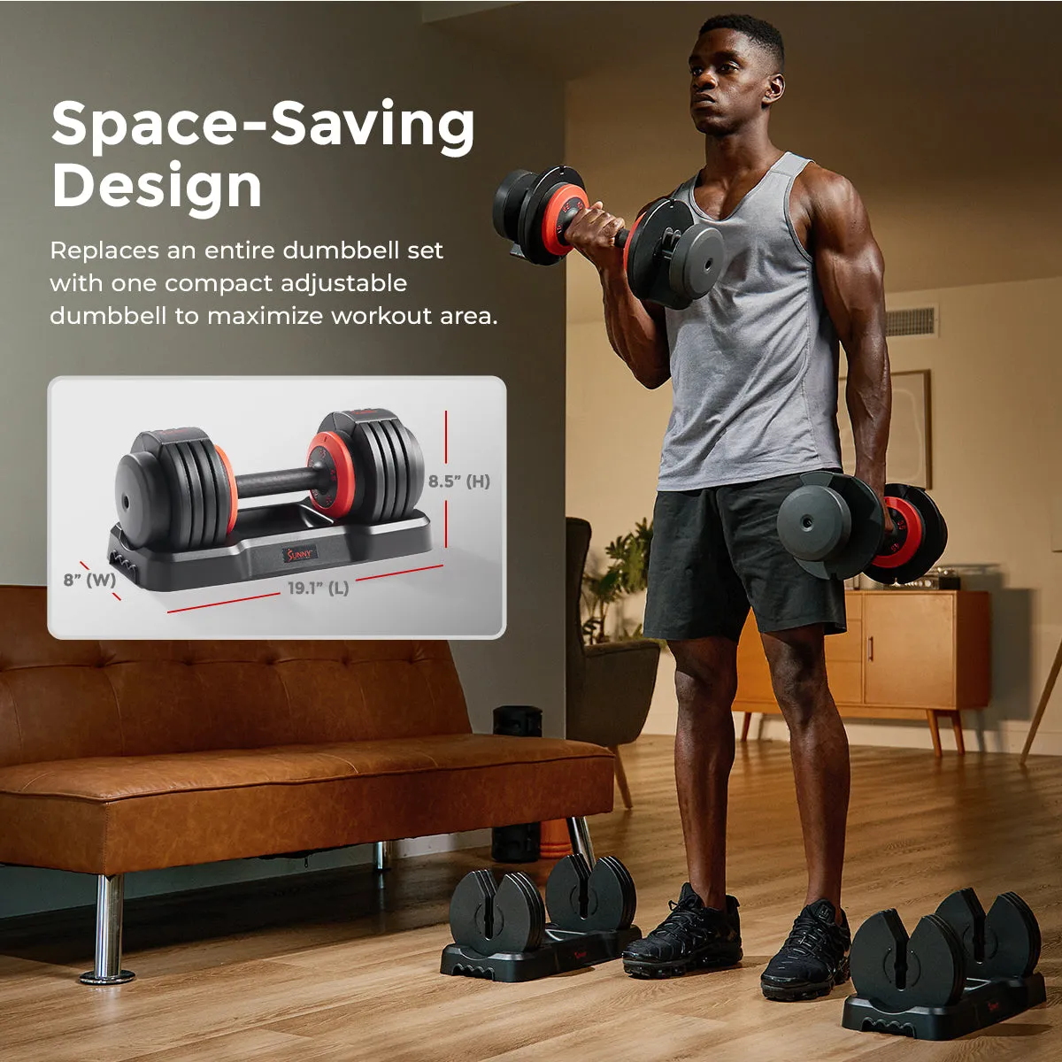 Sunny Strength™ Premium Adjustable Dumbbell 55 LBS (Single)